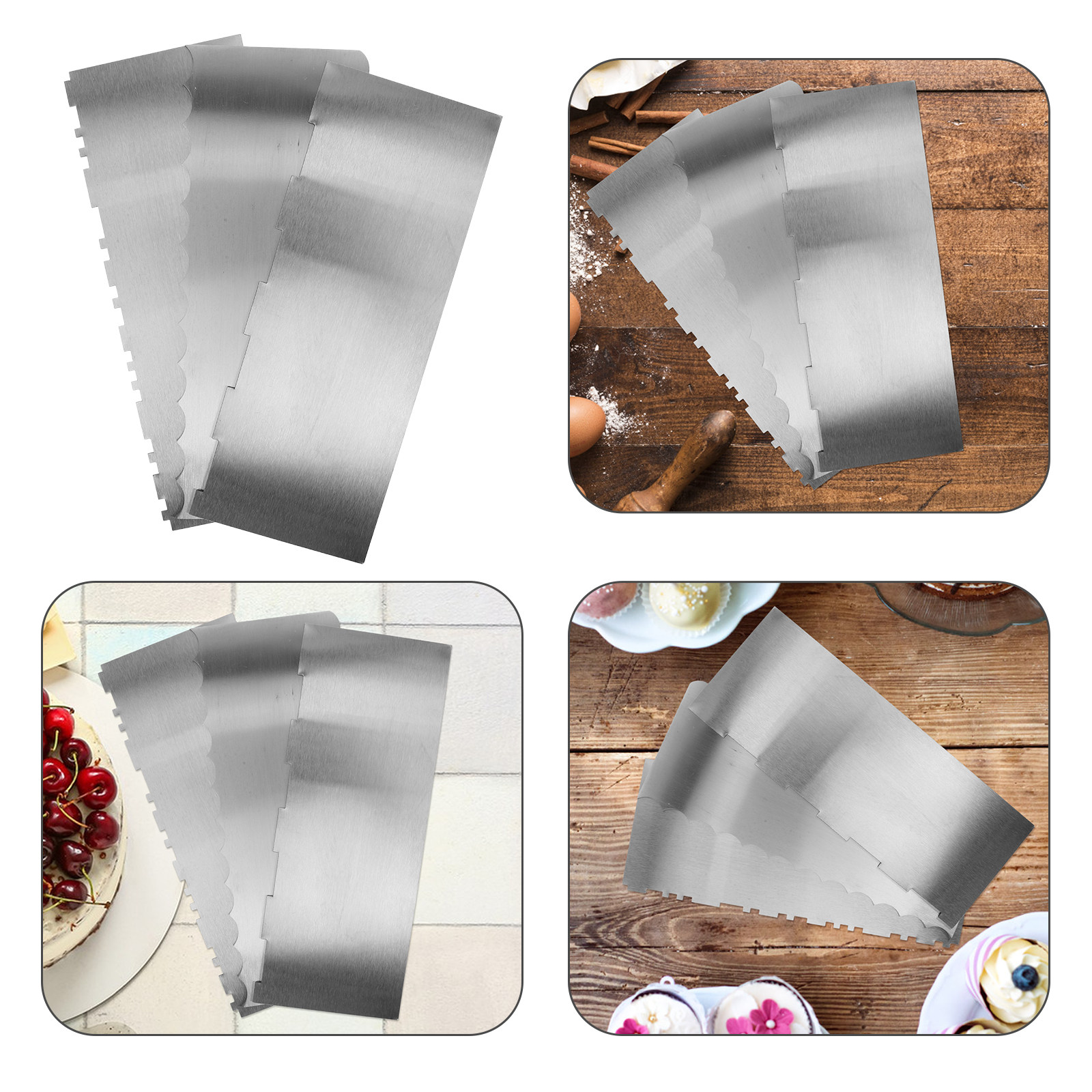 Fondant Smoother Set - Juego de 3 Espátulas de Acero