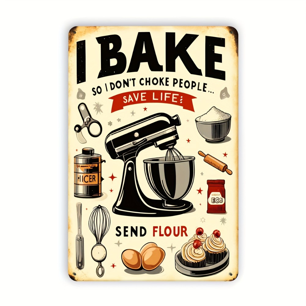 Kitchen Baking Quotes - Letrero metálico vintage con humor sobre