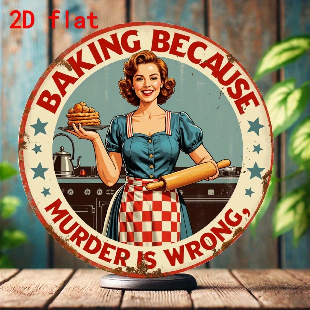 Kitchen Baking Quotes - Letrero Redondo Vintage de Aluminio con