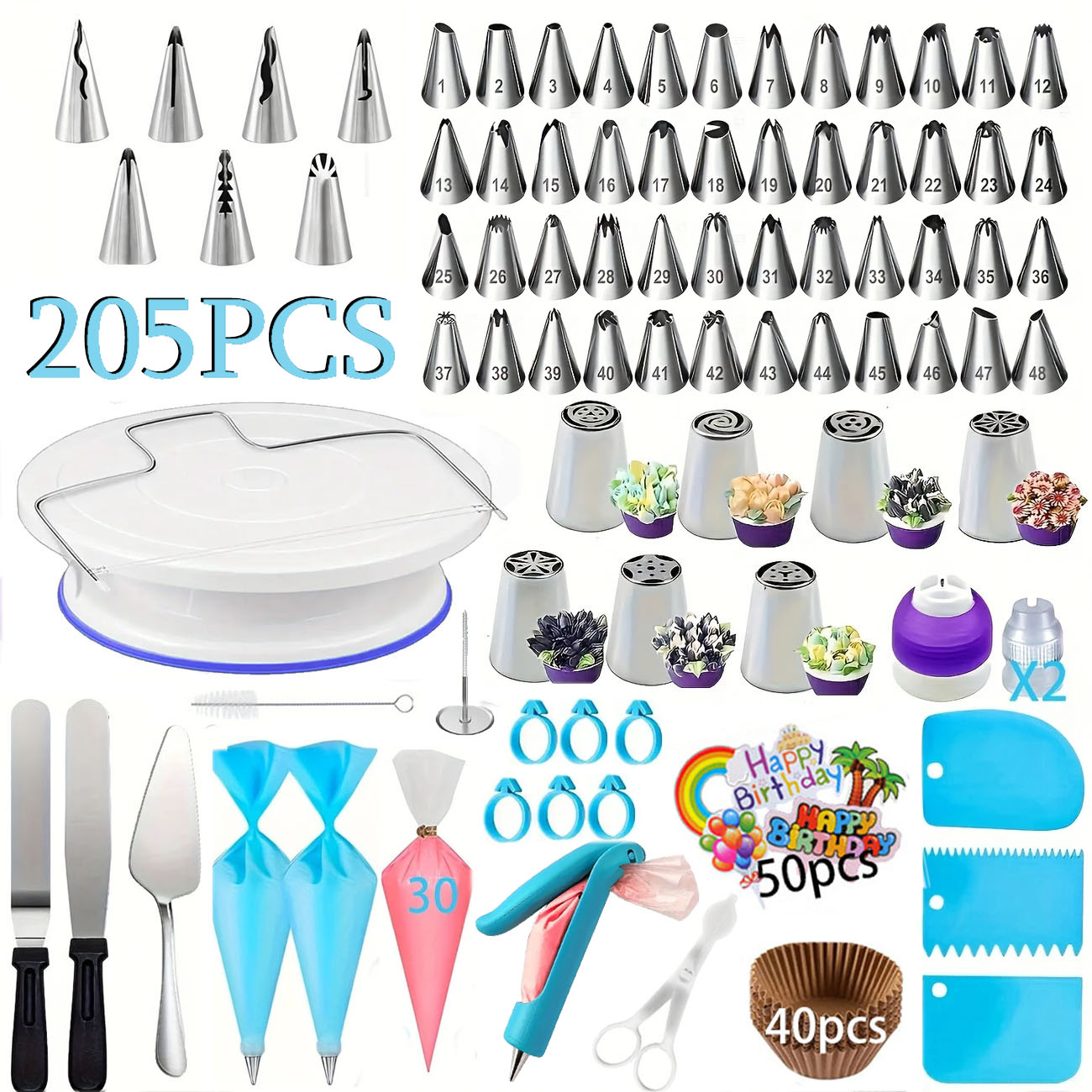 Fondant Smoother Set - Kit profesional de decoración de pasteles,