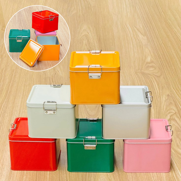 Kitchen Baking Tray Organizer - Caja de hojalata cuadrada para galletas
