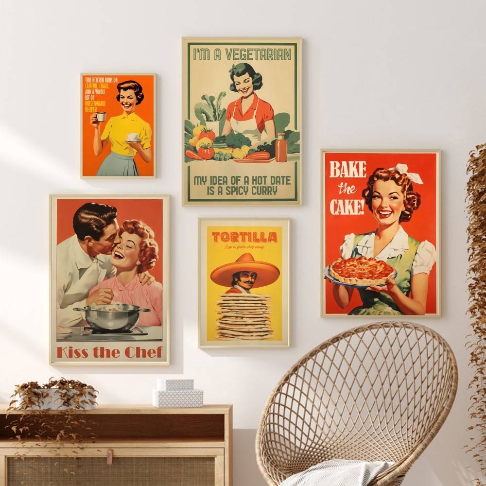 Kitchen Baking Quotes - Póster de papel con cita retro