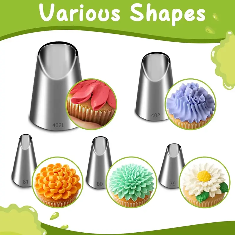Juego de 5 boquillas de acero  - Kitchen Baking Decor reseña y precio