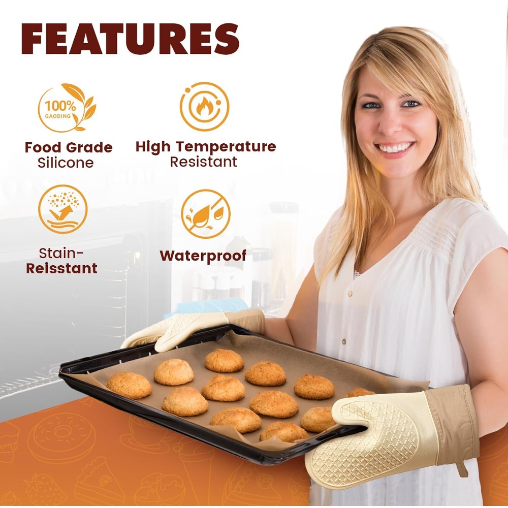 Juego de 2 guantes de silicona - Kitchen Oven Baking Pans reseña y precio